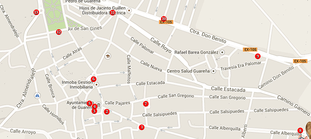 Mapa de la IV Ruta de la Tapa Castúa de Guareña